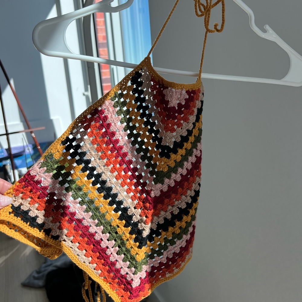 Bright summery crotchet halter top